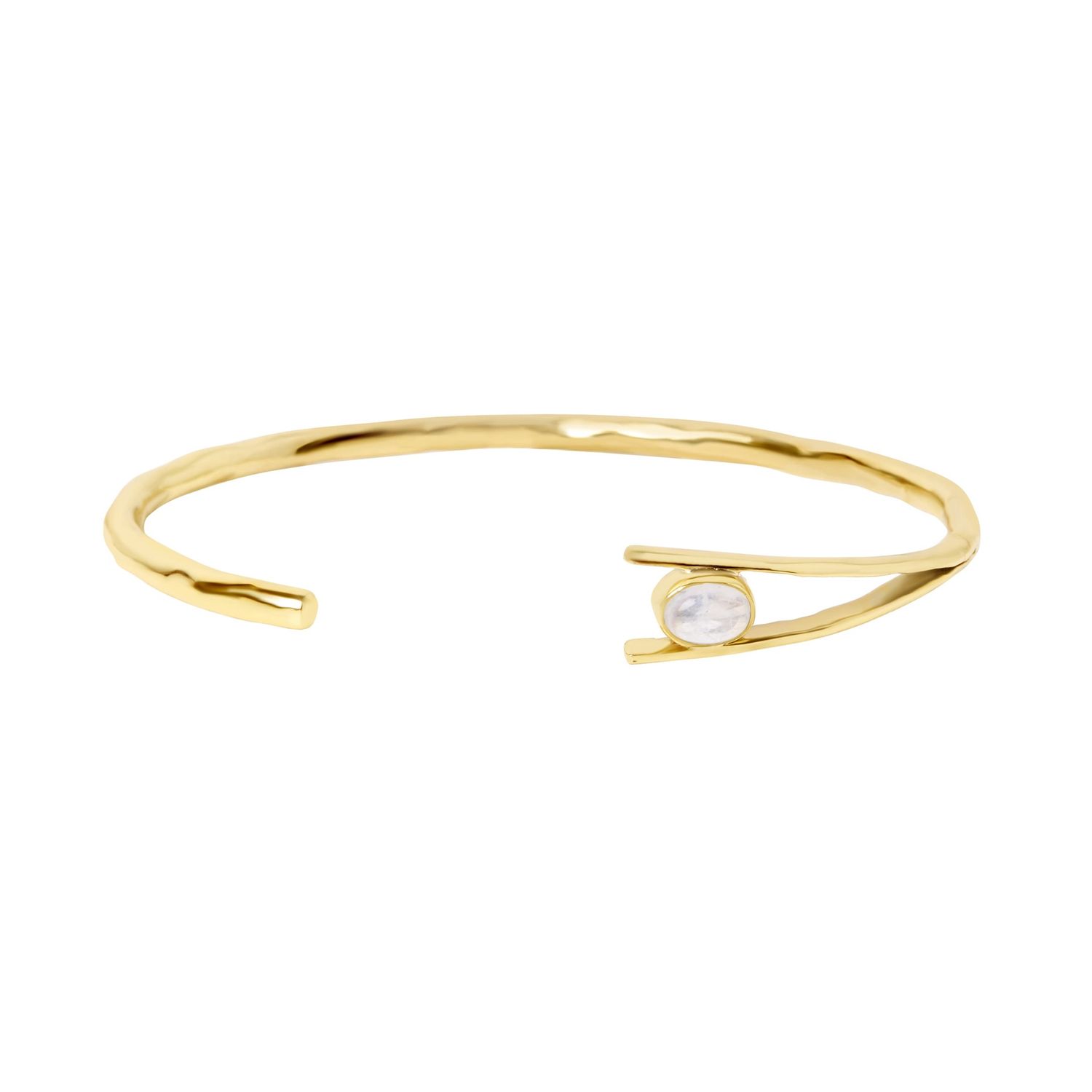B555-25B - CUFF BRACELET - LILA W / MOONSTONE, FINISH: GOLD