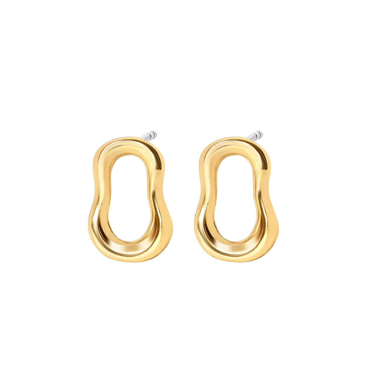 E622-26 - EARRINGS / ROMA - WAVY RECTANGULAR STUD, FINISH: GOLD
