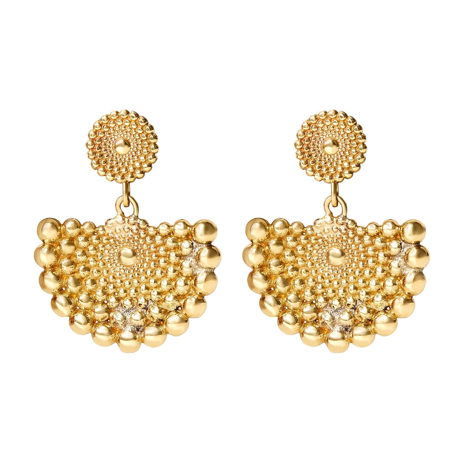 E627-26 - EARRINGS / THANDI - TEXTURED DANGLE STUD, FINISH: GOLD