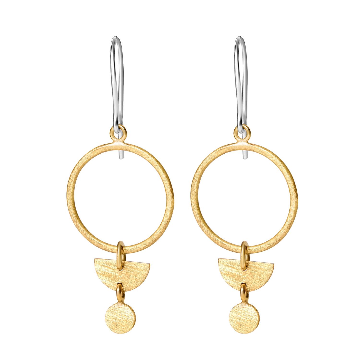 E628-26 - EARRINGS / MALTA - SHAPES W/SHEPHERD HOOK, FINISH: GOLD