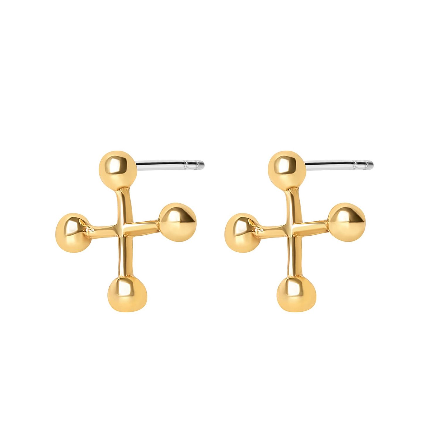 E629-26 - EARRINGS / GIGI - RETRO JACK STUD, FINISH: GOLD