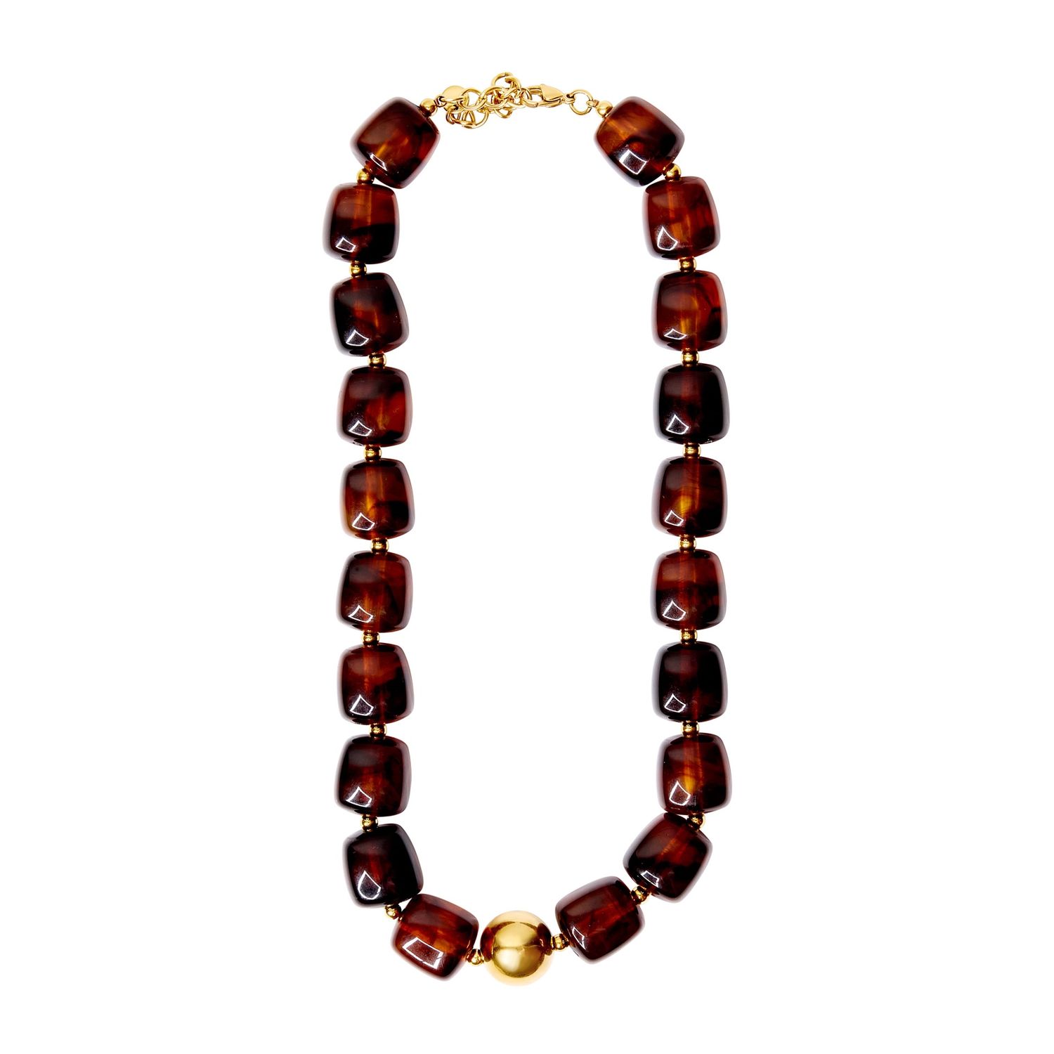N622-26 - NECKLACE - REMY / AMBER BEAD W/GOLD ACCENTS