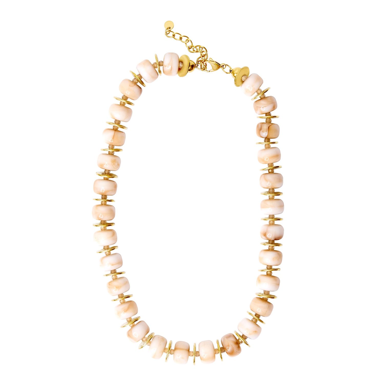 N621-26 - NECKLACE - SORO / CREAM BEAD W/GOLD ACCENTS