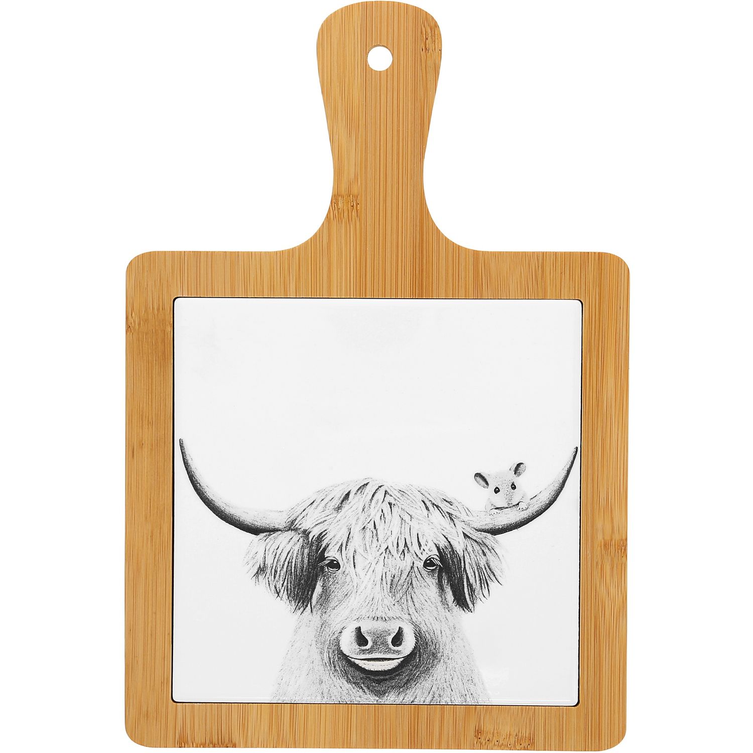 41296 - CERAMIC TILE TRIVET - HIGHLAND COW