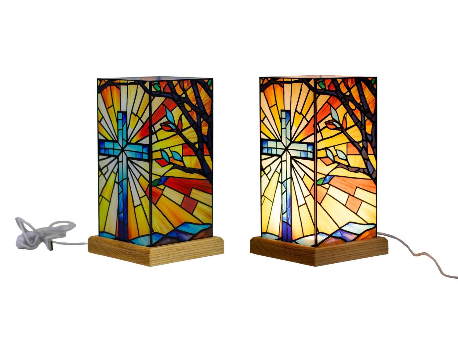 LK240CR -STAINED GLASS LOOK LIGHT W/CROSS