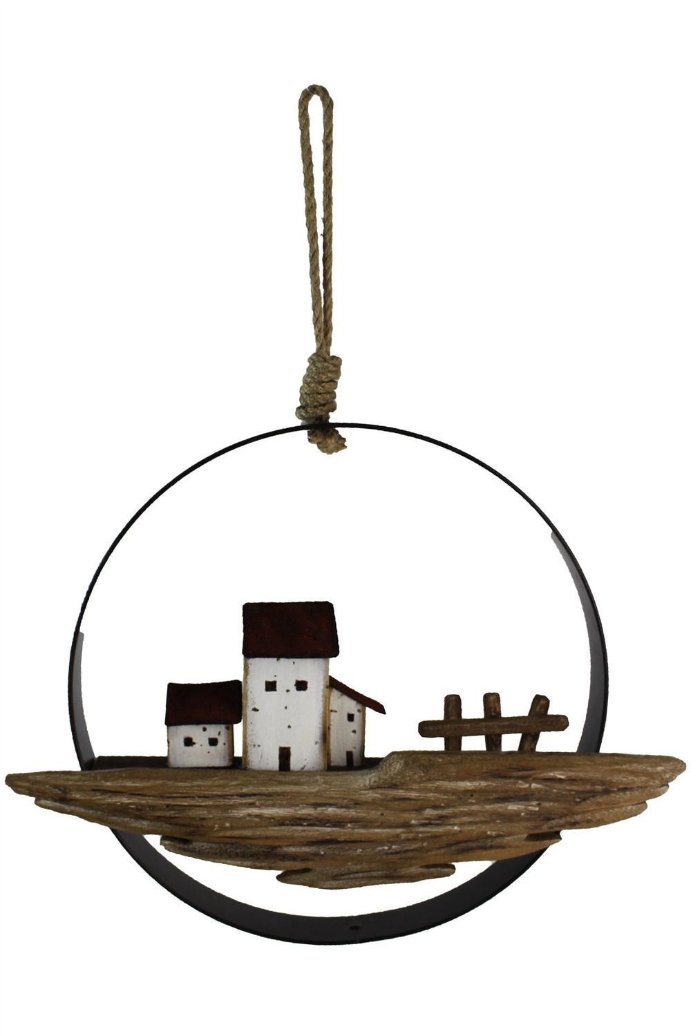 JYF167 - HANGING DECOR  / SEASIDE HOUSE ON DRIFTWOOD