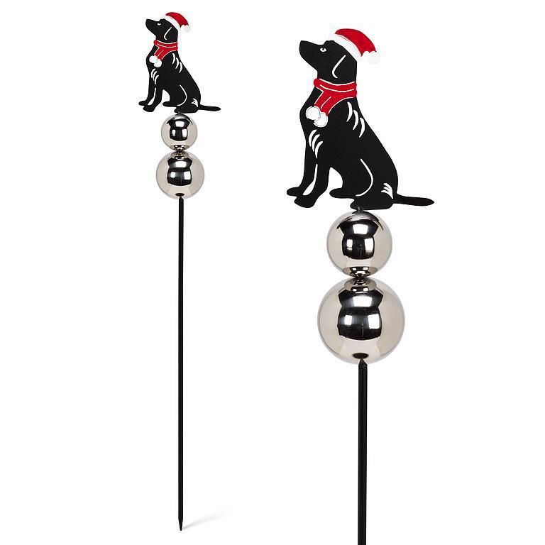 27-HYDE-DOG - DOG PLANTER/GARDEN STAKE W/GAZING BALL-40"H