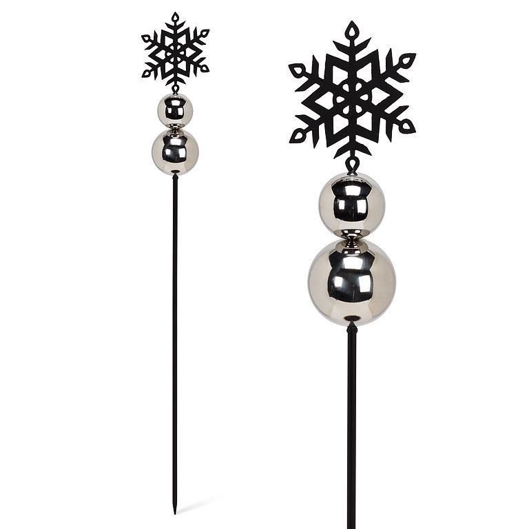 27-HYDE-FLAKE - SNOWFLAKE PLANTER/GARDEN STAKE W/GAZING BALL-40"H