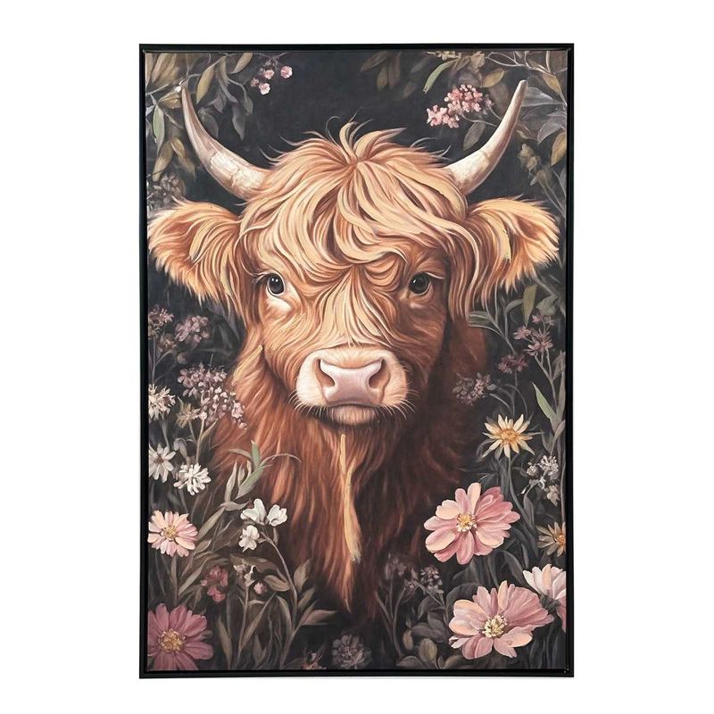MLH397 - HIGHLAND COW W/FIELD OF FLOWERS