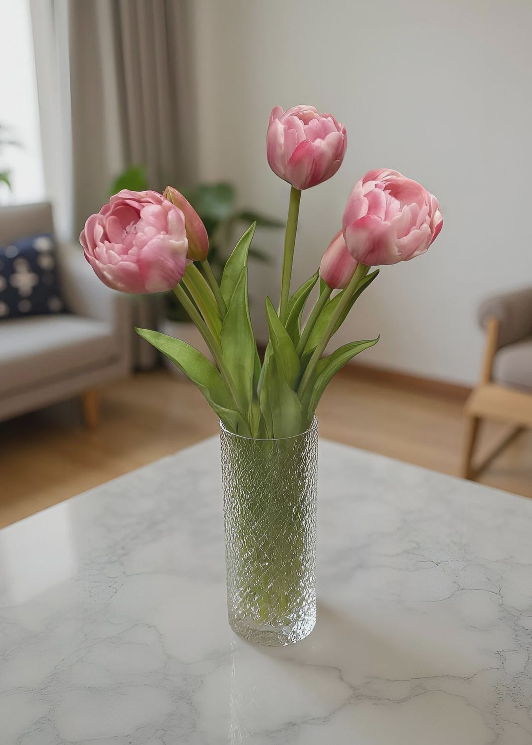 15" FRESH TOUCH PEONY TULIP BUNDLE - COTTON CANDY PINK AVANT GARDE