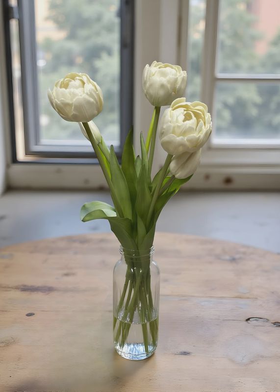 15" FRESH TOUCH PEONY TULIP BUNDLE - WHITE AVANT GARDE