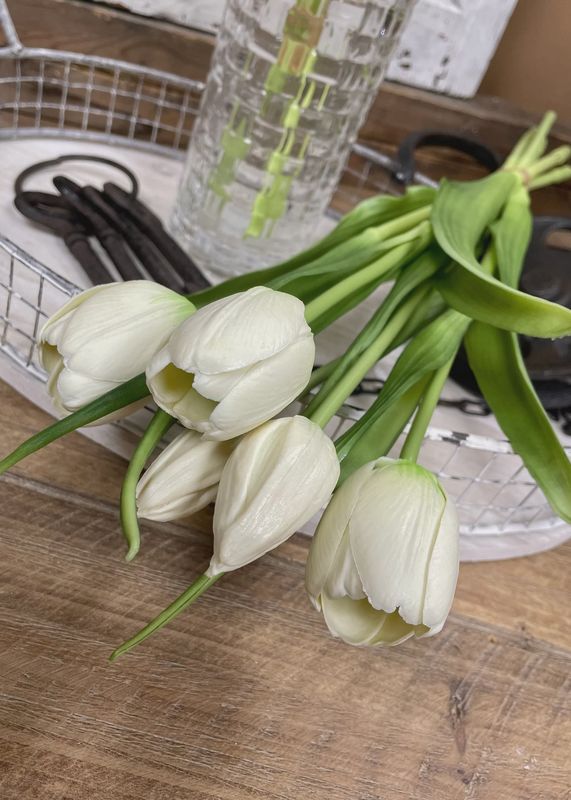 16" FRESH TOUCH DYNASTY TULIP BUNDLE - WHITE