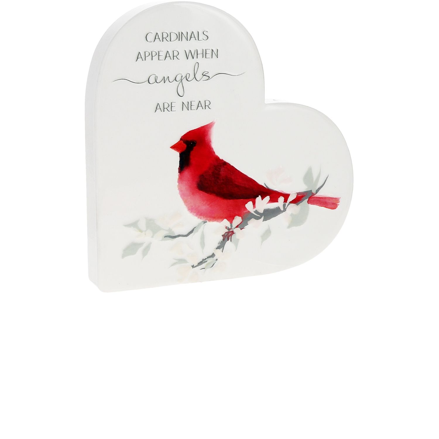 44179 - CARDINALS APPEAR - 5" CERAMIC HEART PLAQUE