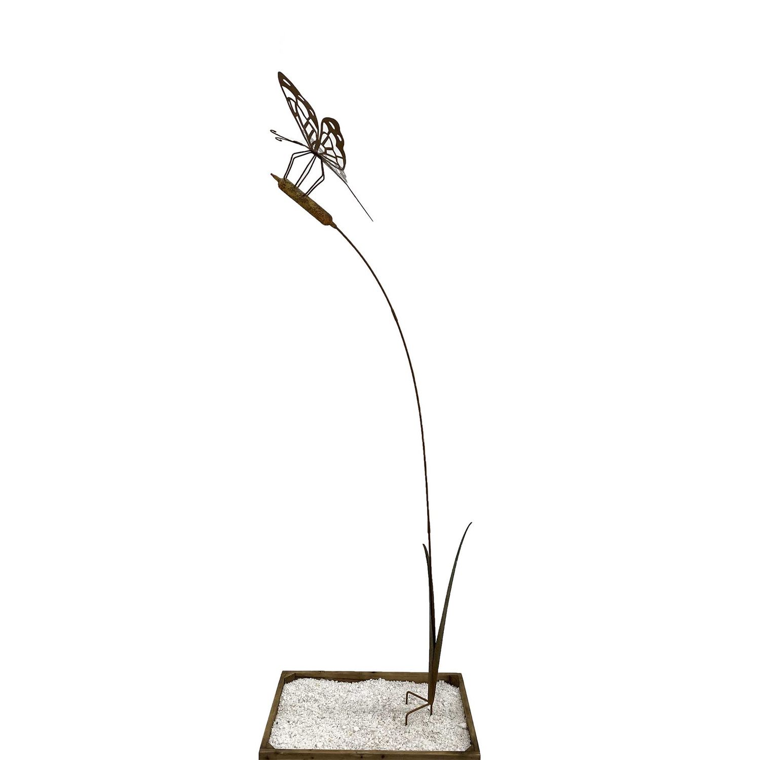 GD6240 - COLOURFUL  DRAGONFLY ON BULRUSH GARDEN STAKE