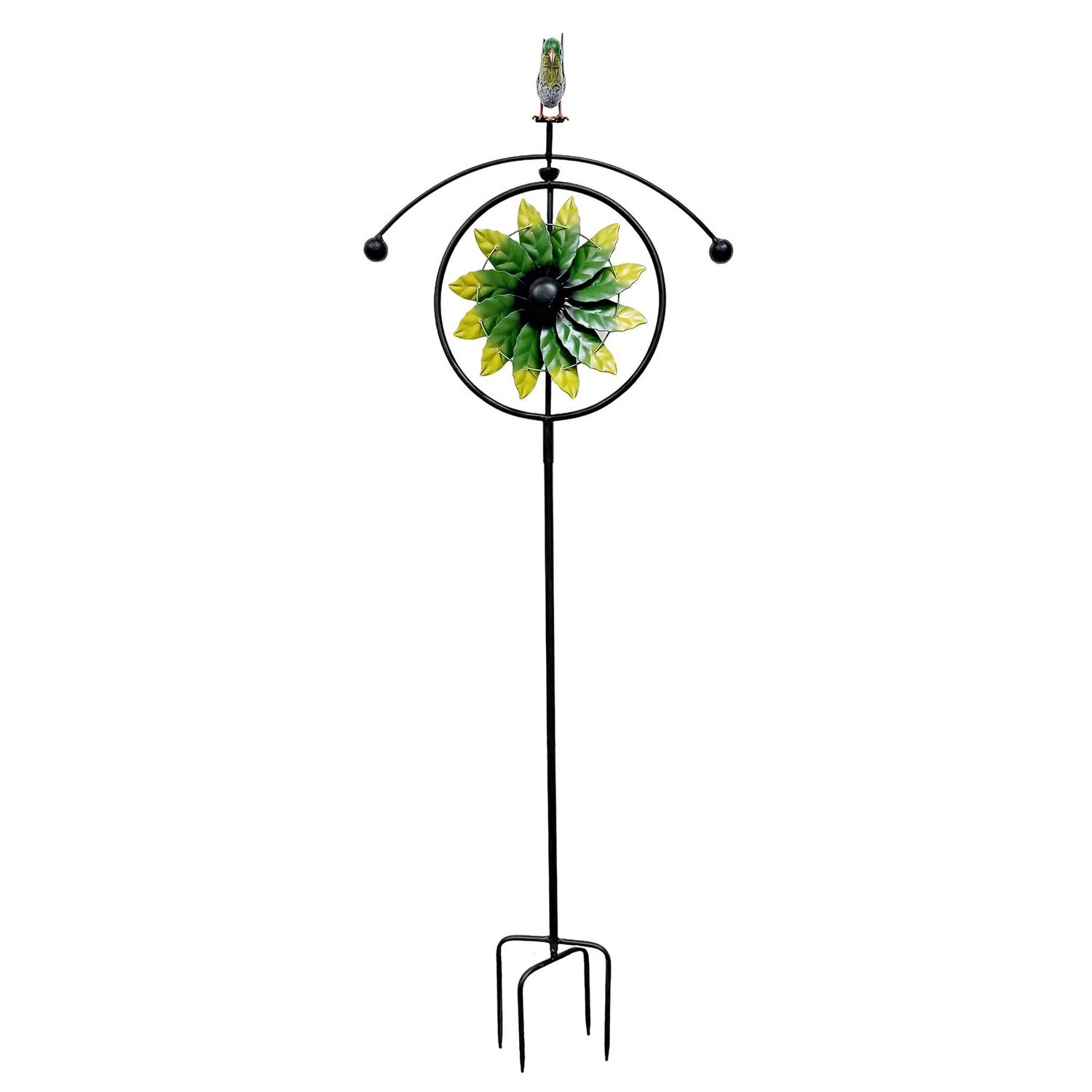 GD6231 - FLORAL SPINNER WITH ROCKING / BALANCING HUMMINGBIRD GARDEN STAKE