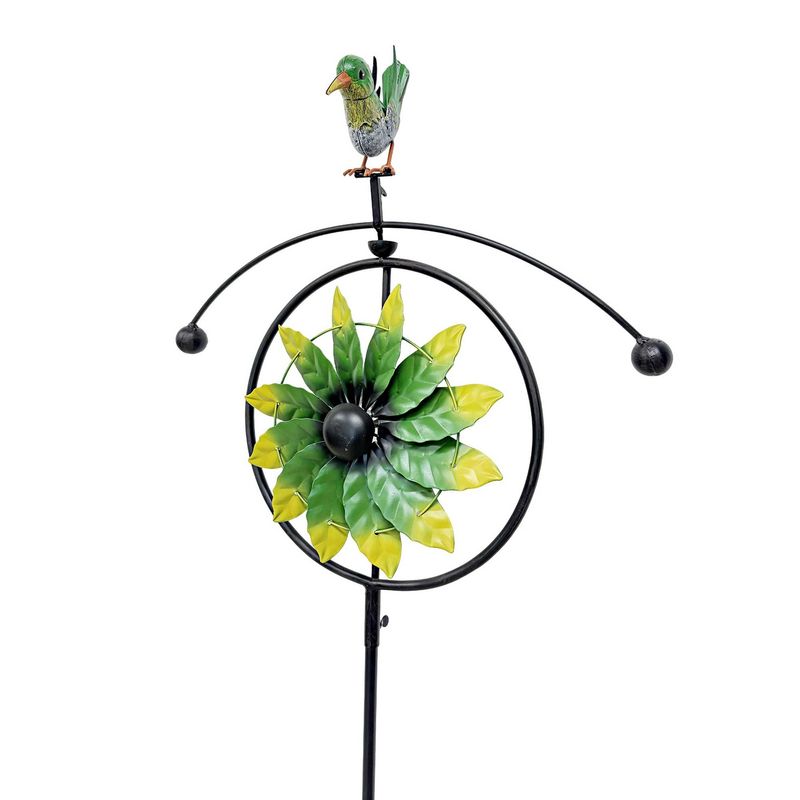 GD6231 - FLORAL SPINNER WITH ROCKING / BALANCING HUMMINGBIRD GARDEN STAKE