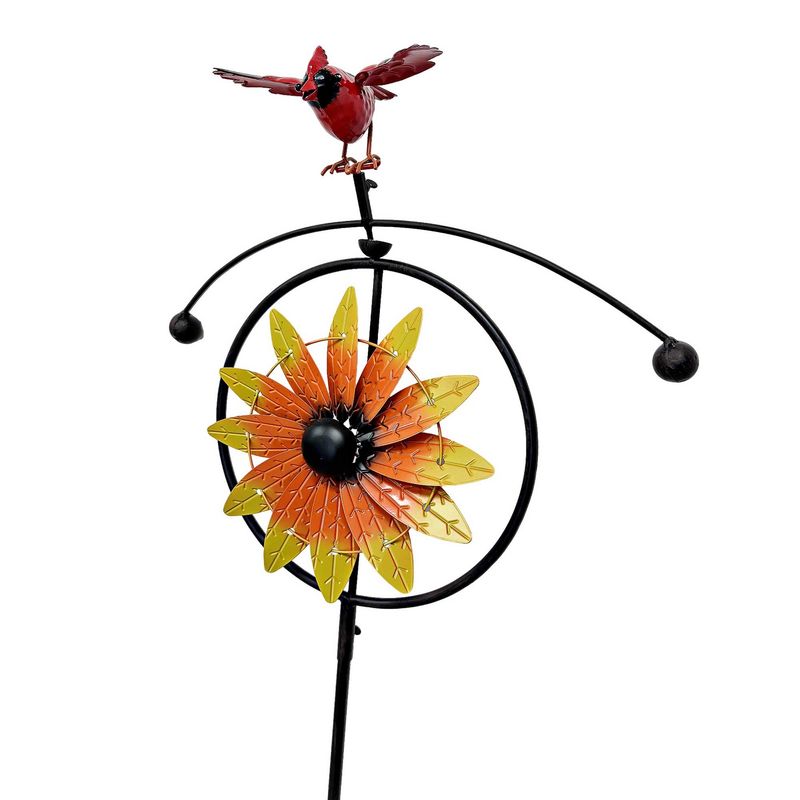 GD6229 - FLORAL SPINNER WITH ROCKING / BALANCING CARDINAL GARDEN STAKE