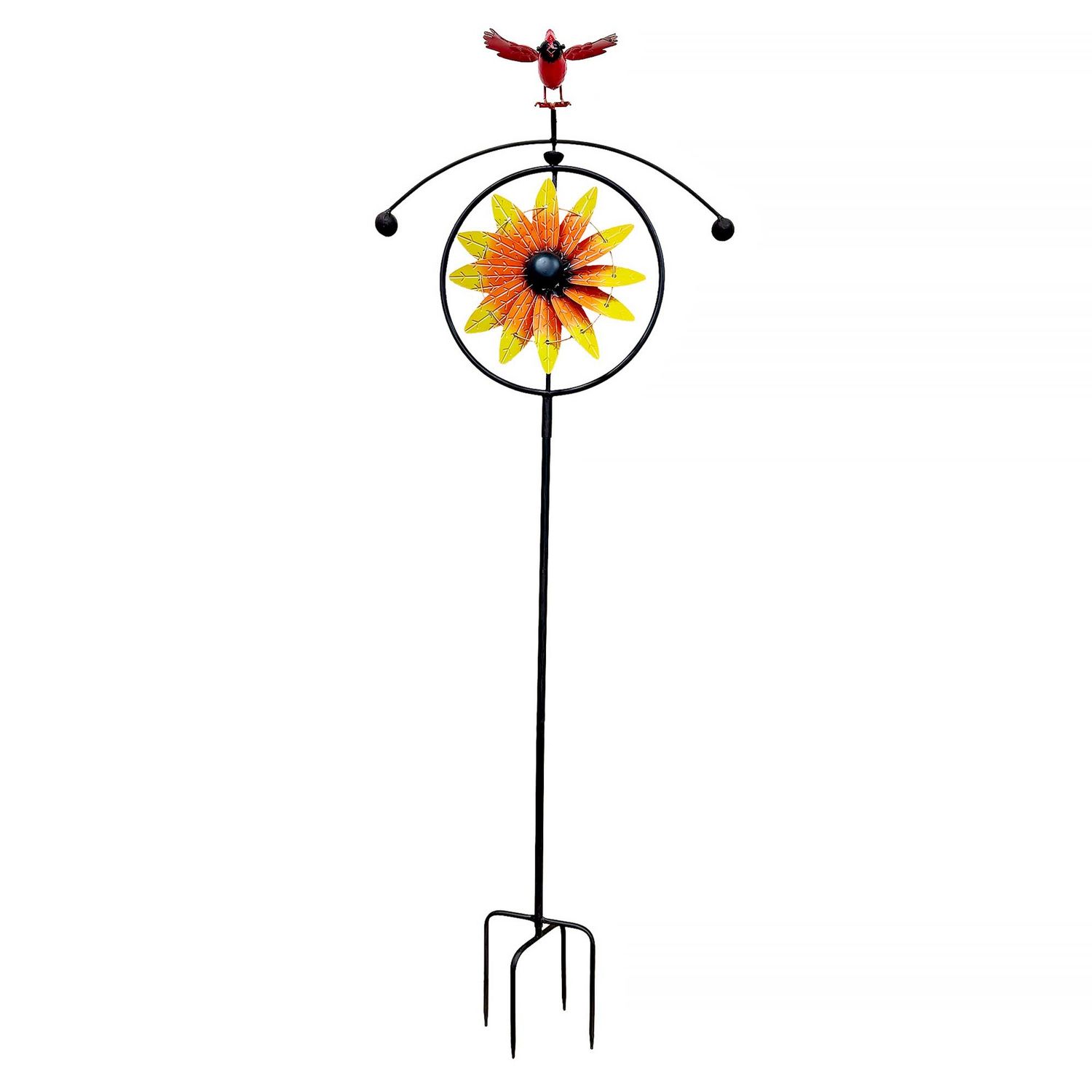 GD6229 - FLORAL SPINNER WITH ROCKING / BALANCING CARDINAL GARDEN STAKE