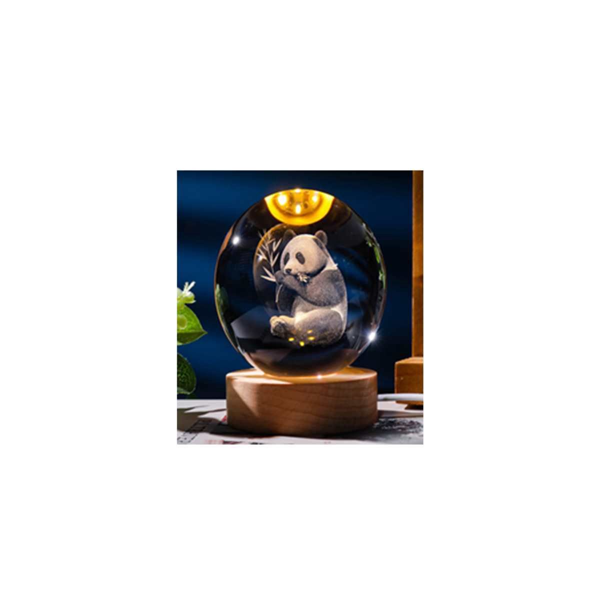 MXD82PD - 3D CRYSTAL BALL W/LED ILLUMINATING BASE - PANDA BEAR