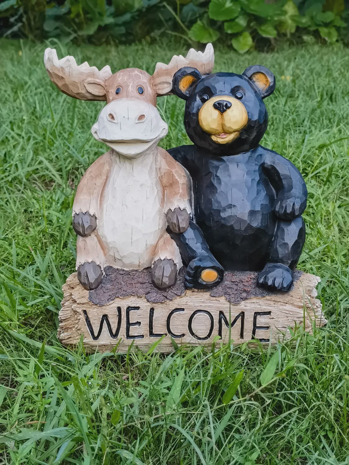 75619-V - BEAR + MOOSE WELCOME SIGN / 16.125" H