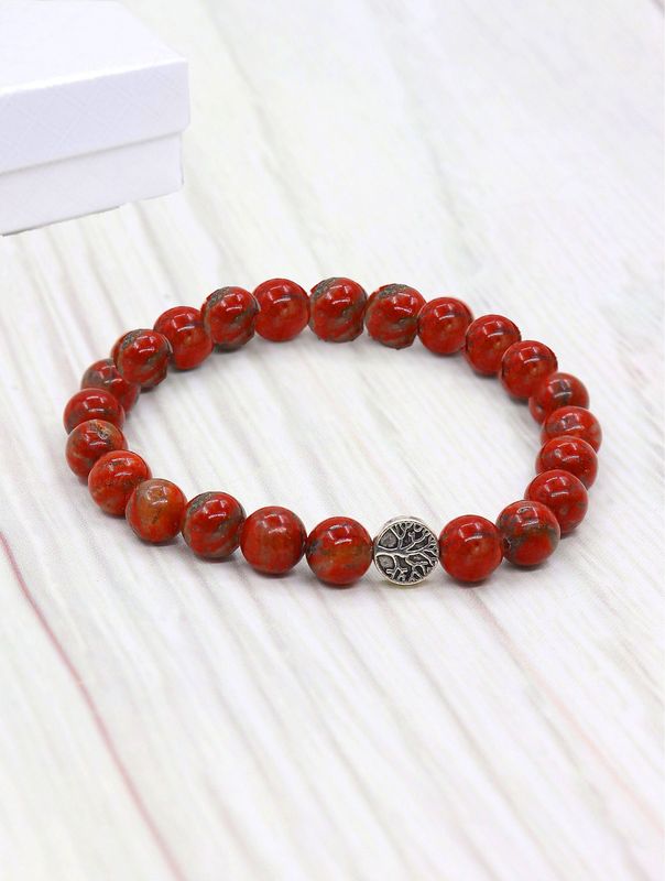 BR1256 - BLESSING BEAD BRACELET / RED SESAME JASPER