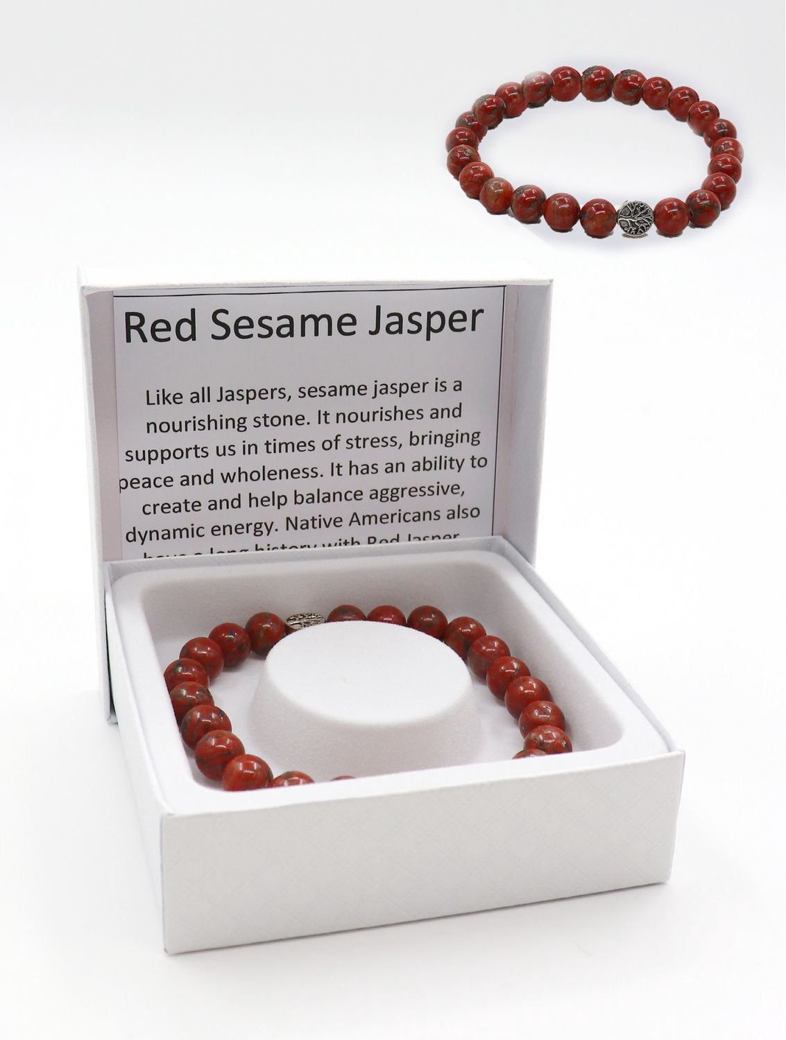 BR1256 - BLESSING BEAD BRACELET / RED SESAME JASPER
