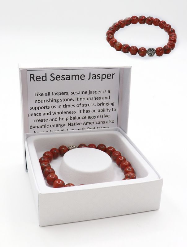 BR1256 - BLESSING BEAD BRACELET / RED SESAME JASPER