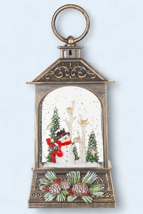 H2118 - SNOW GLOBE - LANTERN W/ WOODLAND SNOWMAN