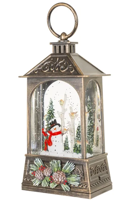 H2118 - SNOW GLOBE - LANTERN W/ WOODLAND SNOWMAN