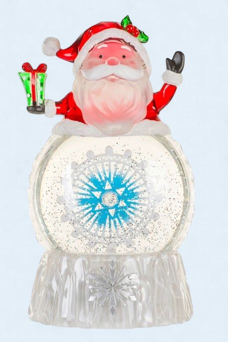 H2113 - SNOW GLOBE - SANTA WITH SPINNING SHIP'S HELM
