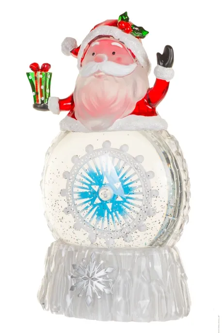 H2113 - SNOW GLOBE - SANTA WITH SPINNING SHIP'S HELM