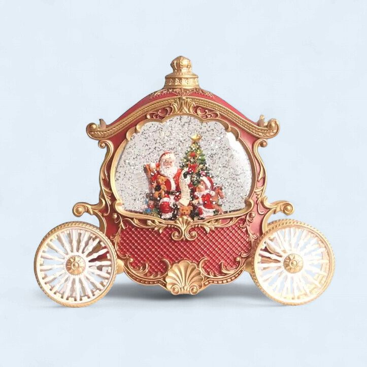 H2071 - SNOW GLOBE - MUSICAL SANTA'S CARRIAGE W/ SWIRLING GLITTER