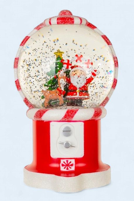 H2081B - SNOW GLOBE -SANTA'S GUMBALL MACHINE
