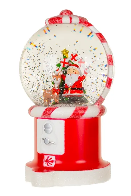 H2081B - SNOW GLOBE -SANTA'S GUMBALL MACHINE