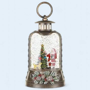 H2115 - SNOW GLOBE - LANTERN W/ SANTA &amp; DOG SCENE
