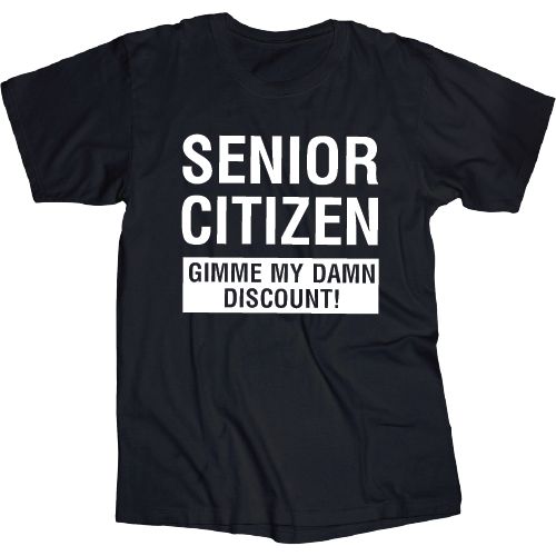 T-114- TEE SHIRT - SENIOR CITIZEN, COLOUR: BLACK, SIZE: MEDIUM