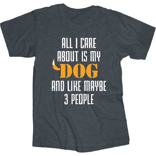 T-783 - TEE SHIRT - CARE ABOUT DOG, COLOUR: DARK HEATHER, SIZE: MEDIUM