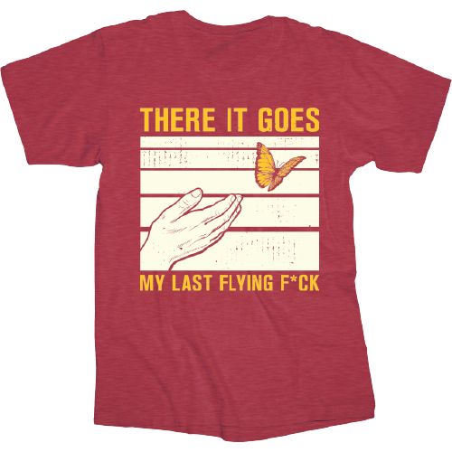 T-973- TEE SHIRT - FLYING F*CK, COLOUR: HEATHER RED, SIZE: MEDIUM