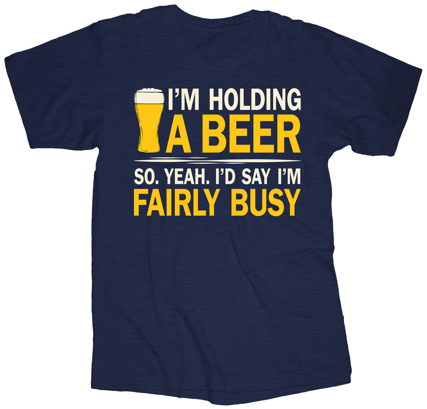 T-956 - TEE SHIRT - HOLDING A BEER, COLOUR: NAVY, SIZE: MEDIUM