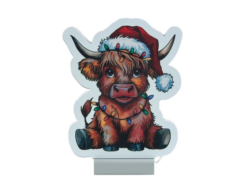 X4337 - 8.5" CHRISTMAS HIGHLAND COW INFINITY LIGHT