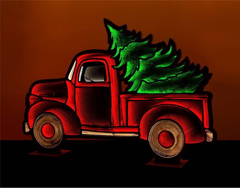 X4344 - 71" RED TRUCK W/TREE INFINITY LIGHT