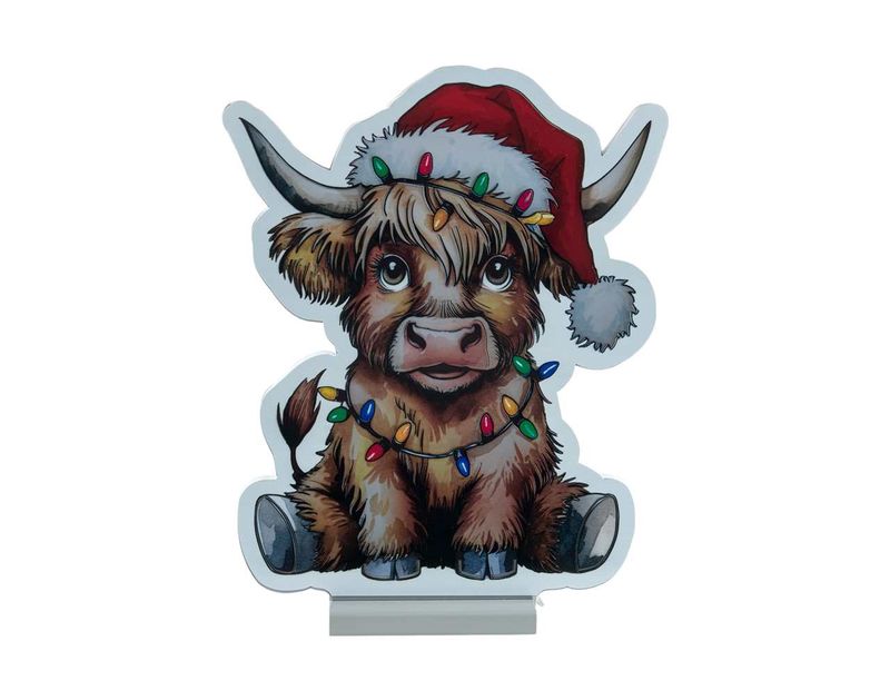 X4338 - 16" CHRISTMAS HIGHLAND COW INFINITY LIGHT