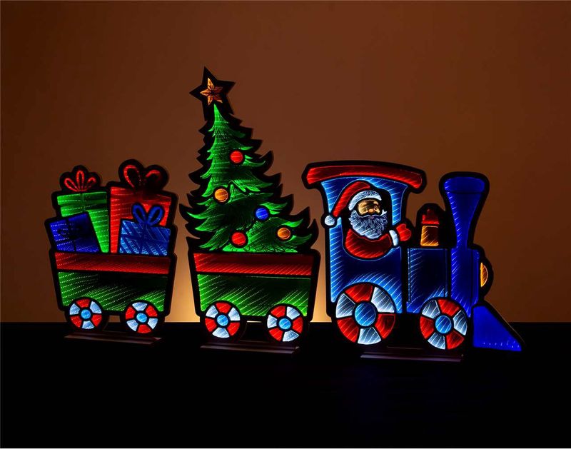 X4366 - 63" TRAIN W/SANTA INFINITY LIGHT