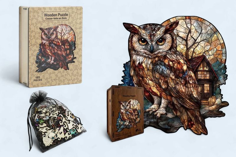 MES26 - WOODEN PUZZLE - OWL - 185 PIECES