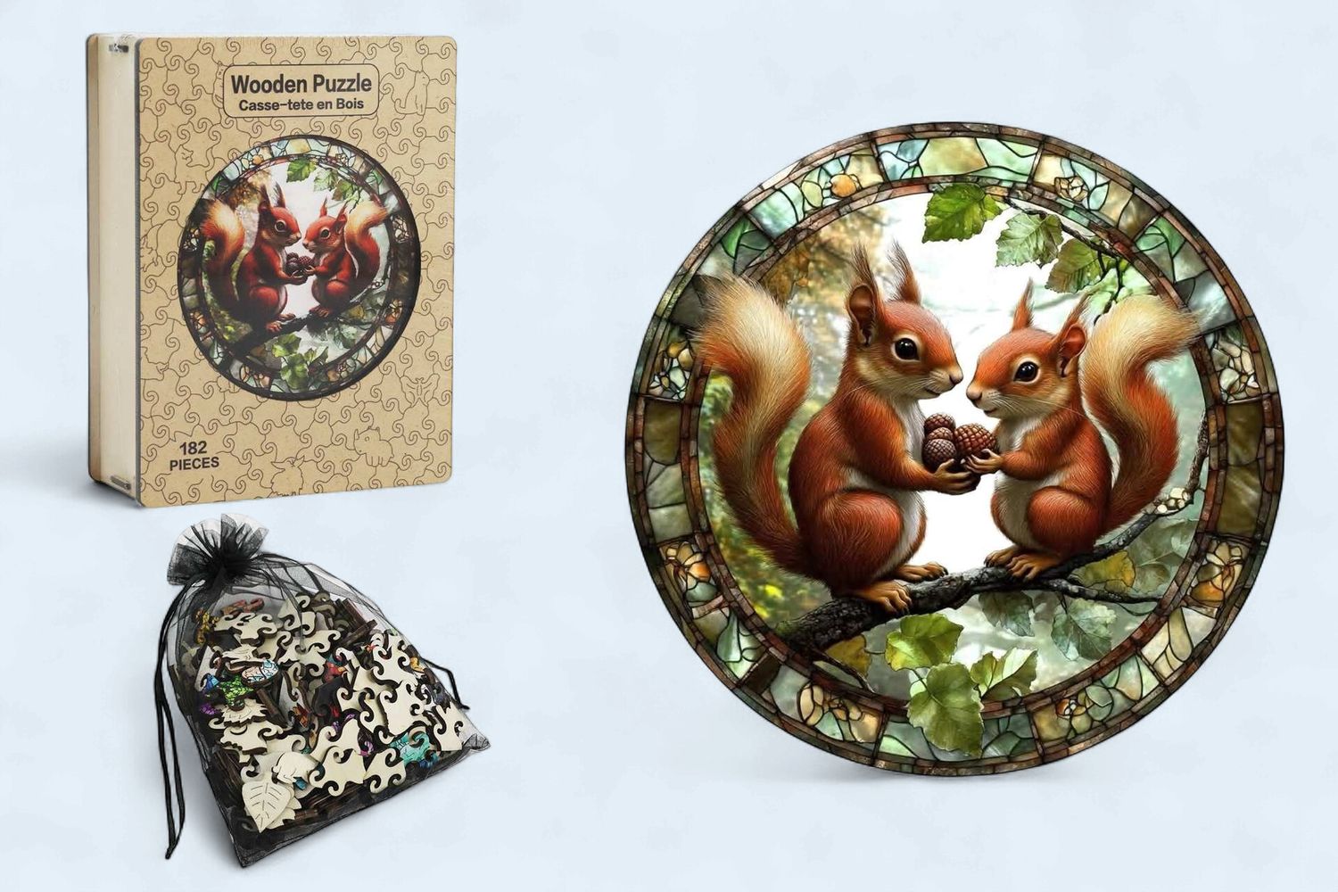 MES29 - WOODEN PUZZLE - CHIPMUNKS - 182 PIECES