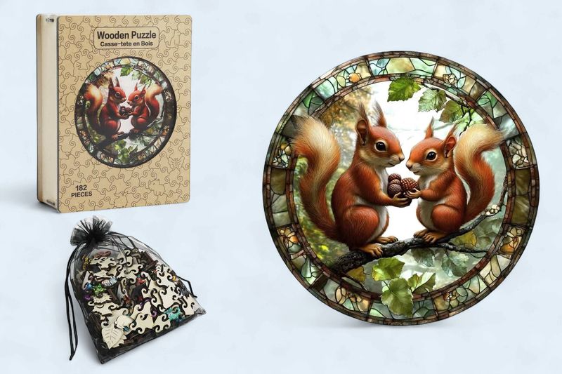 MES29 - WOODEN PUZZLE - CHIPMUNKS - 182 PIECES