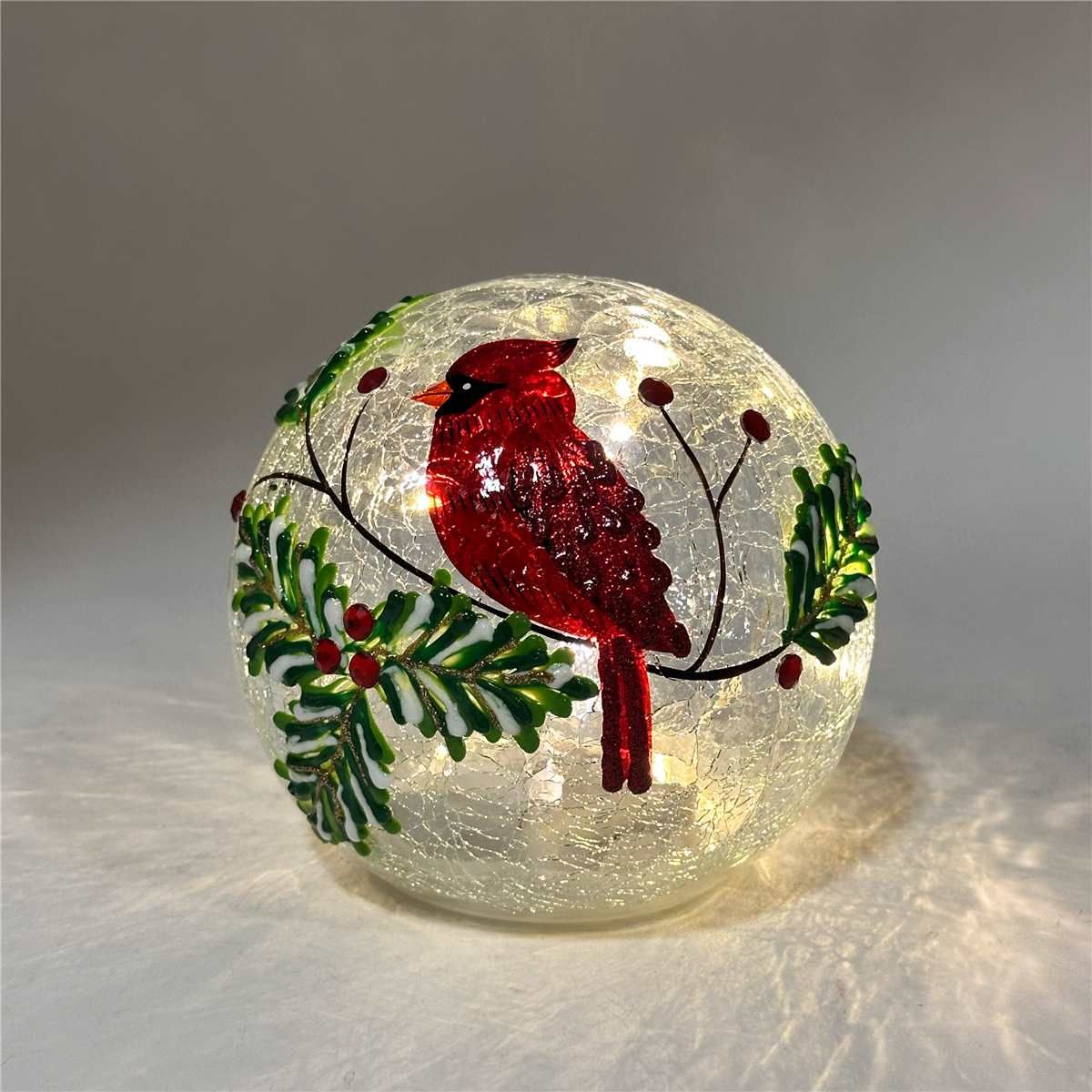 ZHS558 - LED GLASS BALL W/CARDINAL