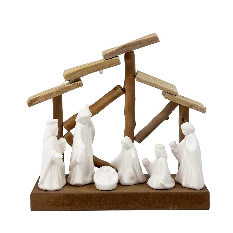 GRS252 - WOOD/CER LED NATIVITY DECOR