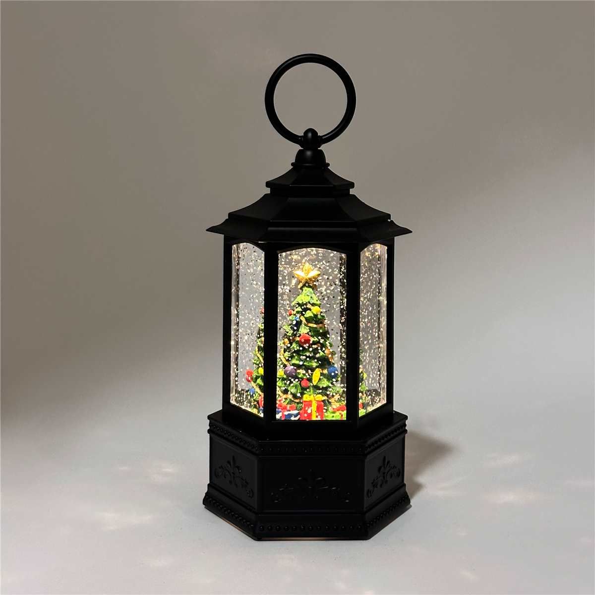 KDA1120 - ILLUMINATING SPINNING WATER GLITTER LANTERN - CHRISTMAS TREE