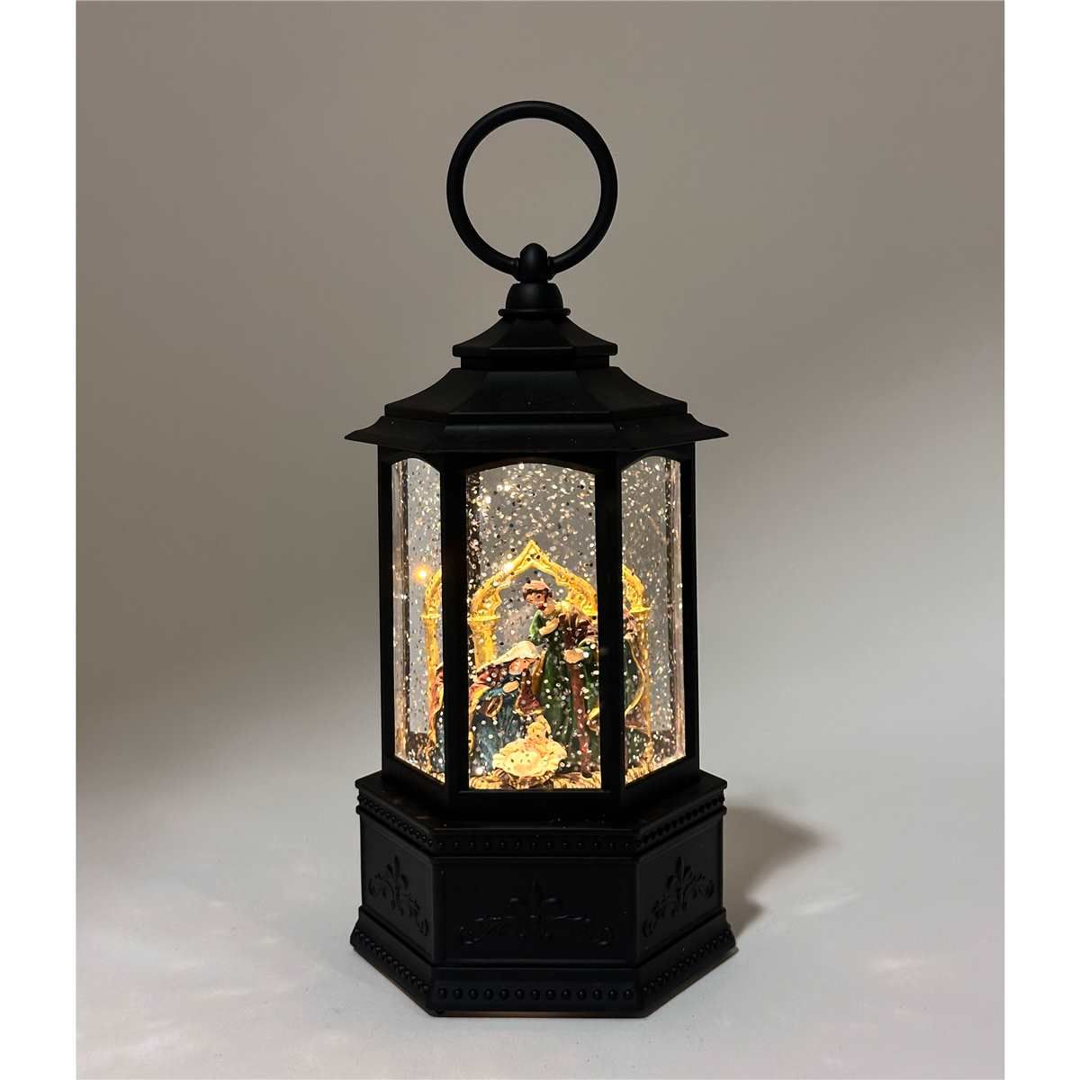 KDA1140 - ILLUMINATING SPINNING WATER GLITTER LANTERN - NATIVITY